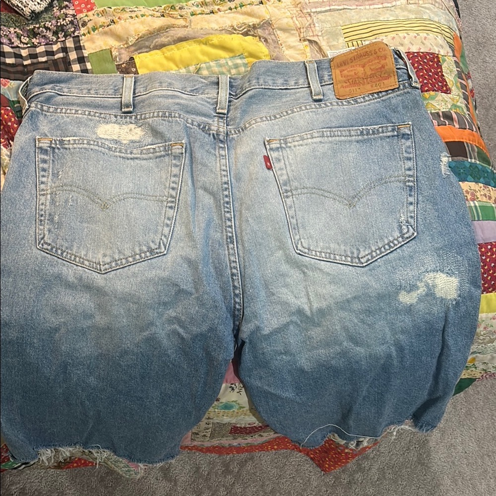 Levi's Light Blue Distressed Denim Shorts